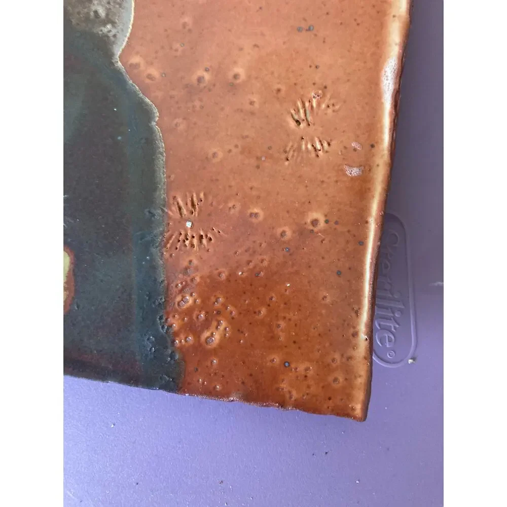 Art Pottery‎ Art Tray Hand Made Original Multi Earth Tones 10.5